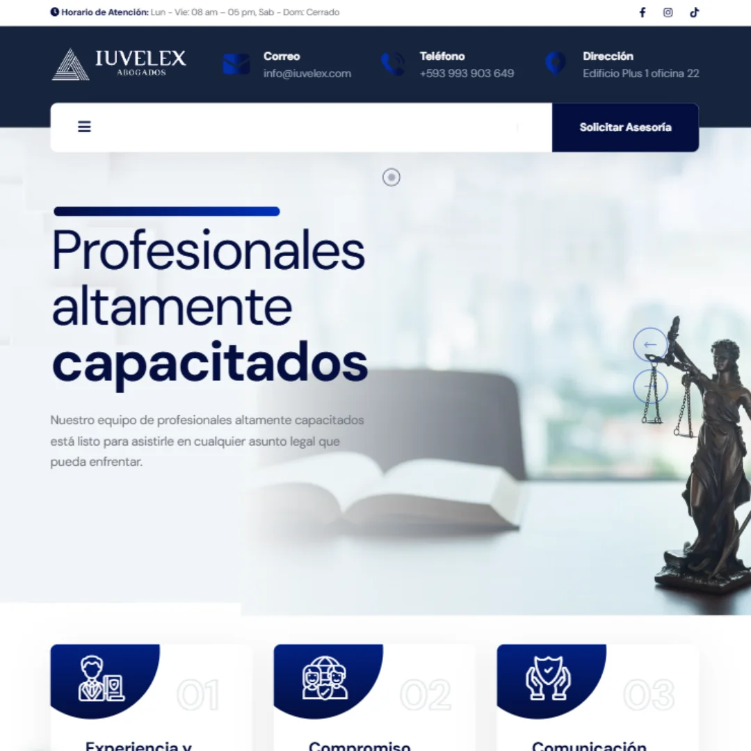 Captura del proyecto web Iuvelex